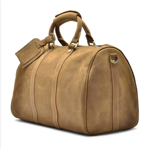 Sac de voyage vintage en cuir Crazy Horse pour homme, grande capacité, avec fermeture éclair, sac à main, sac bandoulière, usage professionnel, vente en gros, personnalisable - Product Image 4