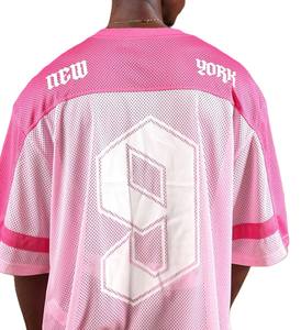 Camiseta de fútbol americano de malla extragrande para hombre, cuello en V, hombros caídos, manga extendida, estilo urbano, personalizable - Product Image 3