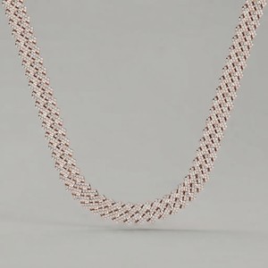 14K Rose Gold Lab Grown Diamond <b>Statement</b> <b>Necklace</b> Geometric Tennis Chain Luxury Unisex Everyday Wear - Product Image 1