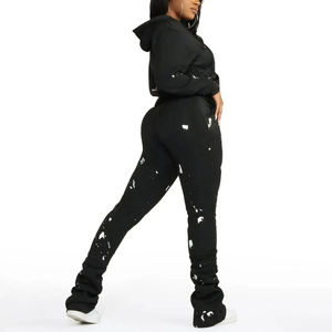 2026 Tie Dye Printing Sublimation Elegant Tracksuit for Women USA Size Pullover flare sweatpants full zip up hoodie tracksuit - Product Image 5