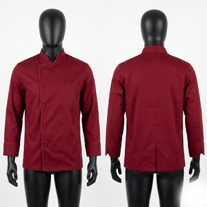 Uniforme de Chef Premium de Polialgodón de 240 GSM, Chaqueta Negra de Manga Larga con Ribete Rosa en Contraste, Logotipo Personalizado - Product Image 4