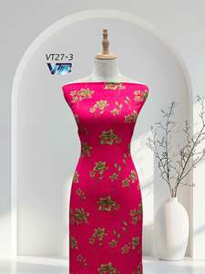 Tissu satiné tissé imprimé floral 100 % polyester 60 GSM 58/60 pouces léger respirant unisexe pour vêtements spéciaux de mariage - Product Image 1