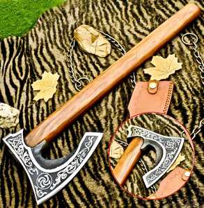 Custom Handmade High Carbon Steel Axe Outdoor Camping Hunting Hatchet Wooden Handle Survival Axe With Cover Survival <b>Tool</b> - Product Image 1