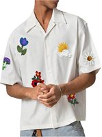 Casual herenoverhemd met lichte borduursels voor dagelijks comfort, ademend materiaal, eenvoudige patronen, dagelijkse mode, veelzijdig draagbaar, geschikt voor op kantoor