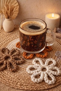 Elegant Flower Shape Macrame Coasters Boho Chic Floral <b>Table</b> <b>Mats</b> Suitable for Cups Glasses and Mugs Drink <b>Mats</b> From India - Product Image 2