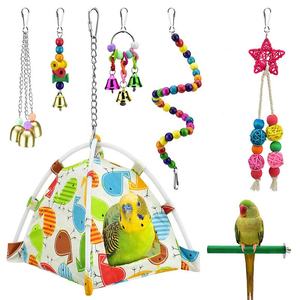 Vente chaude Oiseau Jouet Ensemble Coloré Pet Perroquet Jouets Balançoire À Mâcher Suspendu Cage Jouet Avec Cloche Oiseau Cage Accessoires - Product Image 6
