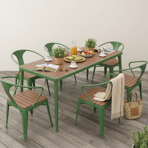 Offre Spéciale – Ensemble <span class=keywords><strong>de</strong></span> Table à Manger Extérieure <span class=keywords><strong>de</strong></span> Luxe 6 Places en Métal Toutes Saisons pour Villa, Cour, Terrasse – Vert - Product Image 6
