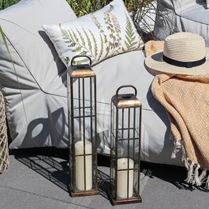 Wholesale Tall Thin Trending Style Metal Candle Holder <b>Lanterns</b> with Toughen Glass for Home Decorations - Product Image 1