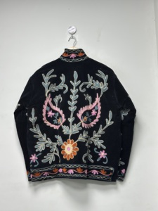 Blouson Bomber Écologique Style Indien en Velours Épais Brodé à Motifs Floraux, Col Rond, Manches Longues, Vêtement d'Extérieur Automne pour Adulte - Product Image 2