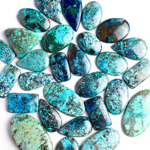 พลอยอัญมณีทรงหลวมกึ่งมีค่าคริสตัลอัญมณีเทอร์คอยซ์อะซูไรต์แท้ตัดเป็นแผ่นเรียบ - Product Image 5