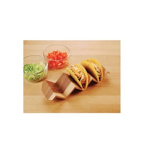 Support élégant pour tacos en bois d'acacia, design moderne en zigzag, présentoir alimentaire, plateau de service en bois esthétique pour les fêtes et la restauration - Product Image 1