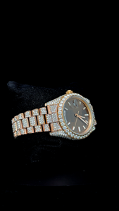 Reloj Premium Chocolate Face Rose Gold Buss Down Presi con caja, probador de diamantes, certificado VVS, reloj de moissanita con día y fecha. - Product Image 2