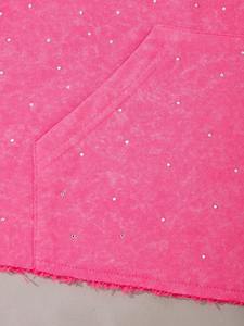 Sudadera con capucha personalizada de marca privada con pedrería, unisex, de algodón grueso de 450 GSM, forro polar, estilo cropped, desgastada, rosa, al por mayor - Product Image 4