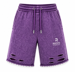 Customized Logo design Heavyweight Cotton french terry <b>Shorts</b> <b>Men's</b> Streetwear acid washed wholesale <b>men</b> distressed <b>mens</b> <b>shorts</b> - Product Image 1