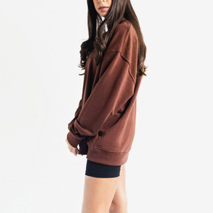 Custom Brown Minimalist Sweatshirts Wholesale Unisex Crew Neck Pullover Fleece Apparel Private Label Hoodies Factory Direct - Product Image 4