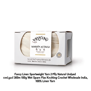Fancy <b>Linen</b> Sportweight <b>Yarn</b> 2 Ply Natural Undyed 300m 100g Wet Spun Flax Knitting Crochet Wholesale India - Product Image 2