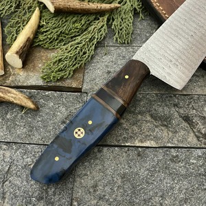 Hand Forged Twist Damascus Chef <b>Knife</b> | Wood & Resin Handle | Hunting <b>Kitchen</b> <b>Knife</b> 13 Inch <b>Sharp</b> Bevel Edge Outdoor Use - Product Image 5