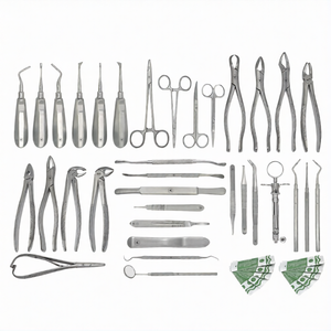 DERMISPRO INSTRUMENTS Juego de 74 Piezas para Extracción Dental Manual, Elevadores y Pinzas de Acero Inoxidable, Autoclavables - Product Image 1