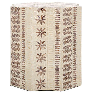 Handmade Mosaic Pedestal Side <b>Table</b> <b>Stools</b> Mother of Pearl Floral Star Leaf Inlaid Coffee <b>Stool</b> Living Room Decor - Product Image 1