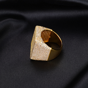 Lab Grown Diamond 925 <b>Silver</b> Wide Square Statement <b>Ring</b> Full Stone Set Luxury Iced Signet <b>Ring</b> For <b>Men</b> - Product Image 4