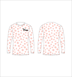 Maillot de sport personnalisé à manches longues en sublimation, léger, avec motif à pois rose et blanc, fabricant en gros - Product Image 1
