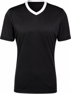 Camiseta de Fútbol de Manga Corta con Cuello en V Negra para Hombre, Absorbe la Humedad, Poliéster, Corte Regular, Color Sólido, Ropa para Todas las Temporadas - Product Image 1
