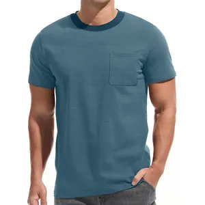 Oversized Sunfaded Pocket T Shirt Men's Streetwear Vintage Washed Cotton Quick Dry O-Neck Regular Fit Casual Fashion Clothing - Product Image 1