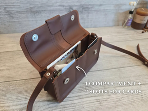 Brown <b>Leather</b> Crossbody Purse <b>Small</b> Womens Handbag Personalized Minimalist Shoulder <b>Bag</b> Cute Handmade Gift for Her - Product Image 6