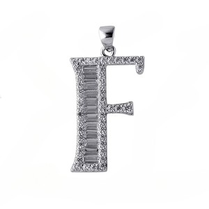 Pendentif lettre F initiale en argent sterling 925 sur mesure Style Hip Hop entièrement glacé Moissanite diamant pour les fêtes - Product Image 1
