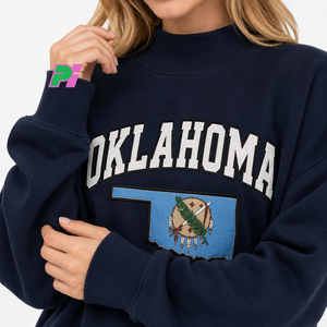 Sudadera Oversize de Cuello Alto para Mujer OKLAHOMA con Apliques de Letras MAP, Diseño Personalizado, 100% Algodón Ecológico - Product Image 6