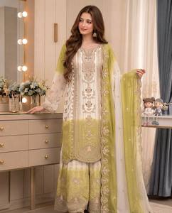 Salwar Kameez traditionnel pour femmes avec broderie dorée, longueur au sol, en rayonne, tenue de mariage, robe ethnique Inde Pakistan - Product Image 2