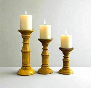 Handcrafted Wooden Candle Holder Set <b>Rustic</b> Pillar Candle Stand Farmhouse Home Decor <b>Table</b> Centerpiece - Product Image 1