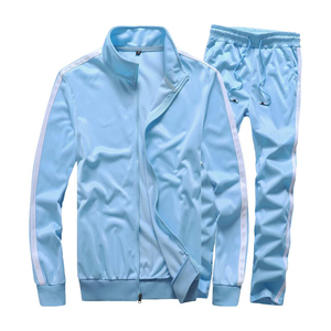 Conjunto Deportivo para Hombre, Color Blanco, Manga Larga, Cierre de Cremallera, Cuello Alto, Color Sólido, Pantalones Deportivos Transpirables, Corte Regular, Primavera - Product Image 2