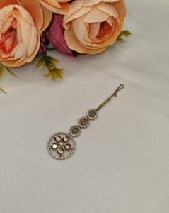 Round Floral Forehead Headpiece l Kundan Maang <b>Tikka</b> Wholesale Micro Pave Stone Studded tika Forehead Headpiece Bridal <b>Jewellery</b> - Product Image 1