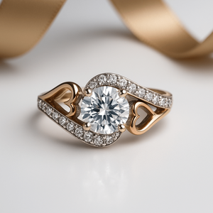 Hallmark Silver Rhodium Plated Zircon Heart Flower Ring for Wedding - Product Image 1