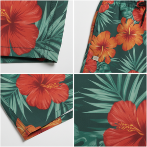 Men Beach <b>Shorts</b> Floral Print Board <b>Shorts</b> Drawstring Mid Waist Quick Dry Swim Trunks OEM Custom Logo - Product Image 6