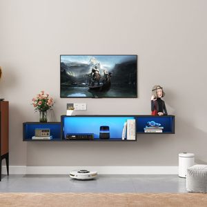 Supporto TV da parete galleggiante da 65,35 pollici con 20 LED colorati e stazione di ricarica - Product Image 1