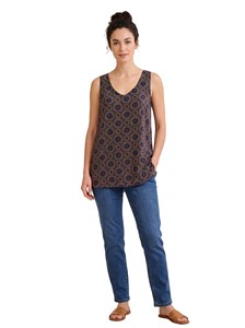 Camiseta sin mangas con cuello en V para mujer, estampado geométrico, corte holgado, informal, primavera-verano, tejido transpirable - Product Image 3