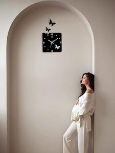 Butterfly Acrylic Wall <b>Clock</b> Square Silent <b>Battery</b> Operated Decorative Timepiece for Living Room Home Decor - Product Image 3