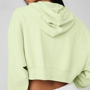 Women's Cropped Hoodie Classic Pullover Sweatshirt with Soft Cotton Blend Fabric Ribbed Trim for Casual Daily Wear - Product Image 4