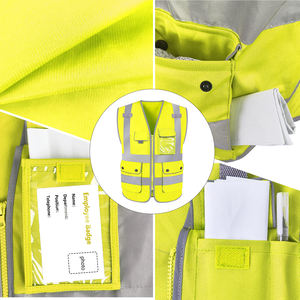 Gilet de sécurité réfléchissant unisexe haute visibilité jaune en polyester avec plusieurs poches et fermeture éclair - Product Image 4