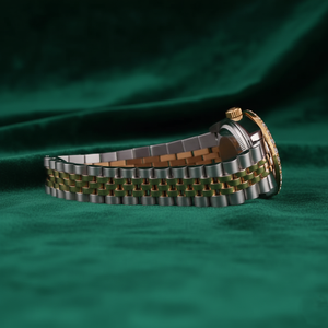 Montre de luxe à deux tons avec lunette en diamant, cadran champagne, acier inoxydable, montre-bracelet pour homme et femme, affichage de la date - Product Image 4