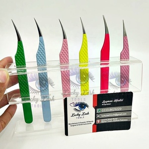 Ensemble de pinces à cils personnalisées pince à épiler droite en acier inoxydable avec pointe argentée diamant poignée lisse faux cils - Product Image 4