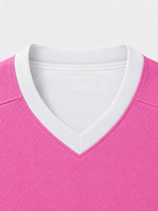 Pink V-Neck Ice Hockey Jersey Full Sleeve Striped Breathable Polyester Adult Unisex Regular Fit Pullover <b>Sport</b> <b>Apparel</b> - Product Image 6