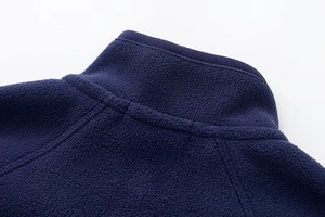 Custom Kids Double Layer Polar Fleece <b>Jacket</b> Navy Blue Orange Stand Collar Full Zip Up Children Outdoor Warm Soft Coat - Product Image 5