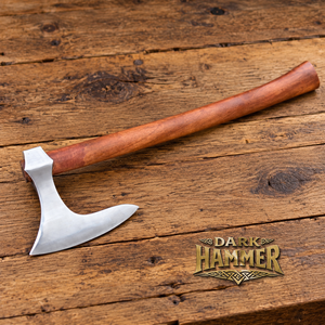 Hache Viking à barbe forgée à la main en acier à haute teneur en carbone plaqué argent, manche en bois dur de qualité supérieure, marteau foncé décoratif - Artisanat d'art - Product Image 2