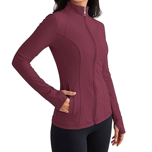 Lightweight Stretch Fabric <b>Women's</b> Gym <b>Jacket</b> Full Zip Sports Top Cropped fit Running Workout OEM Apparel Factory Private Label - Product Image 1
