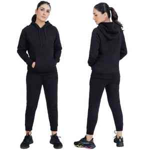 High Quality 2-Piece Women's Casual Sports Winter Fleece Tracksuit Long Sleeve Hooded Breathable Solid Pattern Hoodies - Product Image 2