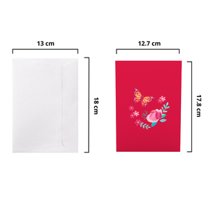 Tarjeta 3D Pop-Up con Mariposa Colorida sobre Flores, con Sobre, Hecha a Mano, Tarjetas de Felicitación de Primavera para Ocasiones Especiales, Arte Floral en Papel - Product Image 2