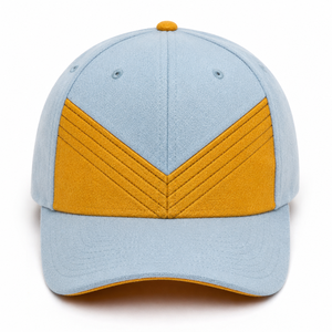 <b>Light</b> Blue And Mustard Yellow Color Blocking Baseball Cap 6-Panel Fitted Structured Unisex Casual <b>Hat</b> Spring Summer - Product Image 1